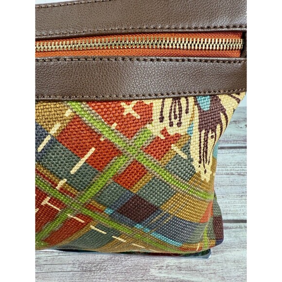 Spartina 449 Daufuskie Island Leather Fabric crossbody bag Boho EXCELLENT - Picture 13 of 16